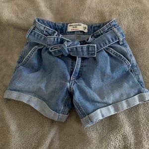 Abercrombie Kids Light Wash Tie Jean Shorts